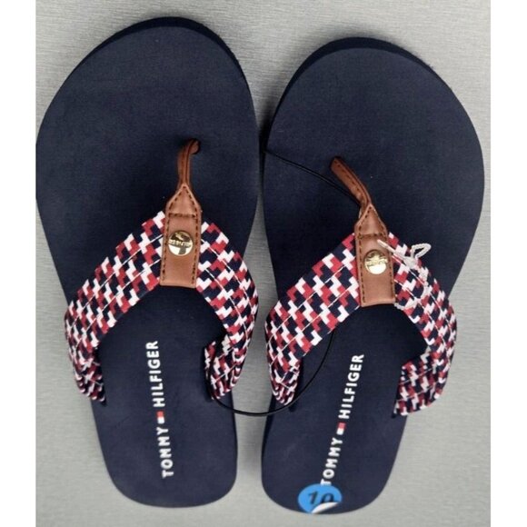 Women Sandals Tommy Hilfiger Thong Blue/Red  Flip-Flops Size 10 - Picture 2 of 6